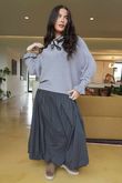 Paloma Bubble Hem Midi Skirt Charcoal